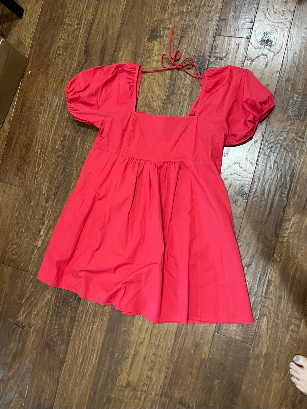 XXL Draper James Coral-Red Smocked Detail above knee Dress with pockets